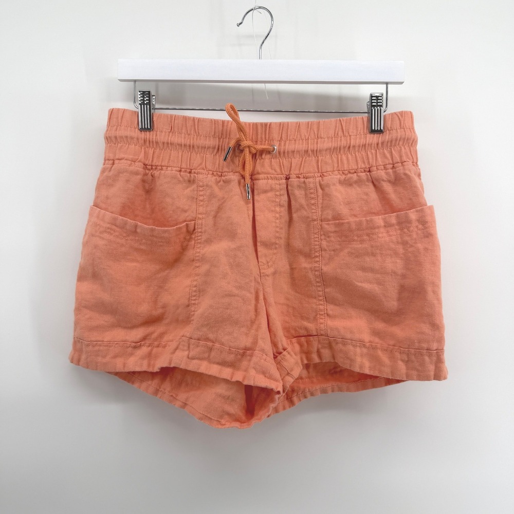 Athleta Cabo Linen Shorts 4 Inch Inseam 6 Coral Orange Women Summer Beach Casual